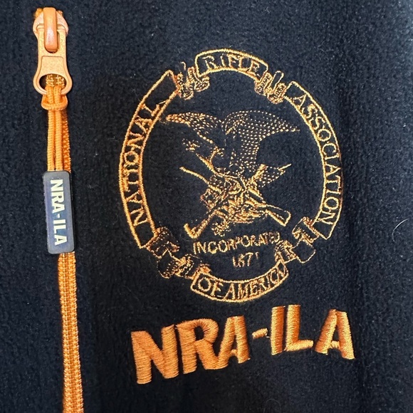 NRA-ILA Men’s Fleece Zip Up Vest Size XXL Black Orange - Picture 2 of 6